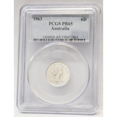 AUSTRALIA 1963 . SIXPENCE . PROOF . PCGS PR65